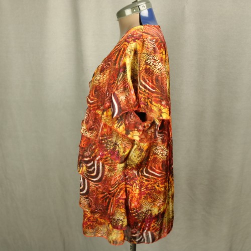 Sara Michelle Animal Paisley Print Rüschen Lagenlook Kurzarm Top Orange 2X - Bild 5 von 23