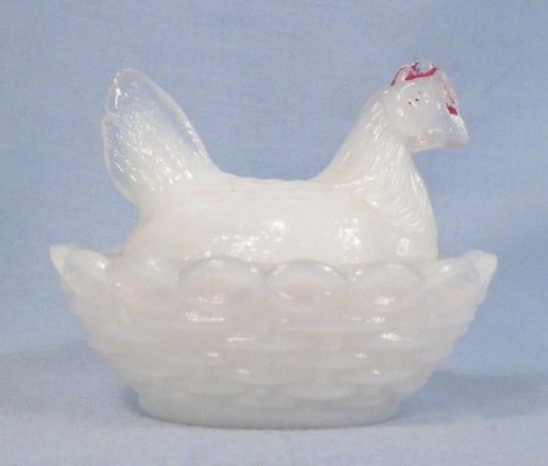 Westmoreland Küken Salz Dip opalisierend Milchglas Henne auf Nest Keller Vintage #2 - Bild 3 von 7