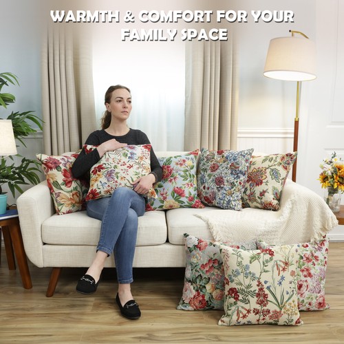 18x18 In Premium Tapestry Throw Pillow Cover - Caroline Floral Cushion Cover - Picture 6 of 11