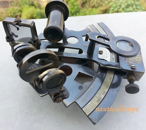 Antique Collectible Nautical Brass Working German Marine Sextant w/ Wooden Box - Picture 5 of 6