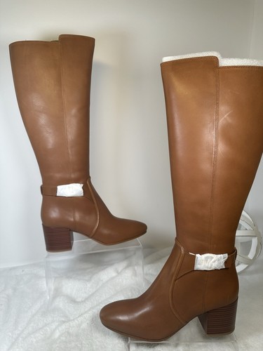 MICHAEL KORS BROWN CARMEN RIDING TALL LOGO BOOTS SIZE 8.5