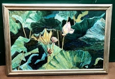 Joel Schiller Oil Painting LOTUS BLOSSOMS IN AFTERNOON (Hollywood Art Director)