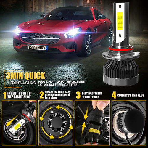 For BMW 525iT 1993 LED Headlight High/Low Beam+ Fog Light Bulbs Combo Kit 6000K - Picture 6 of 11