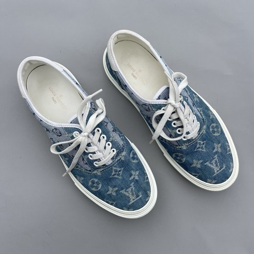 Louis Vuitton Monogram Trocadero Line Blau Denim Low Herren UK 7 US 8