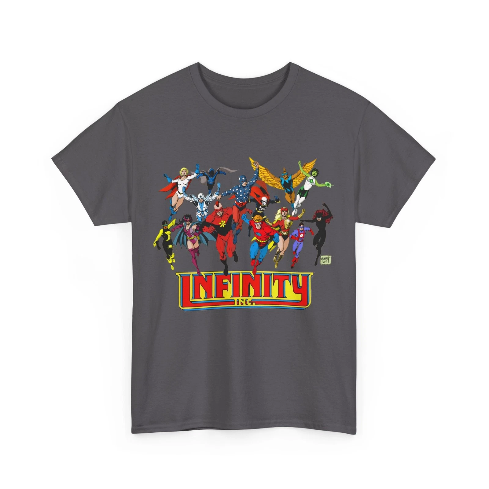 Infinity Inc Shirt - Tom Grummett Art - Jade, Obsidian, Huntress - DC Comics