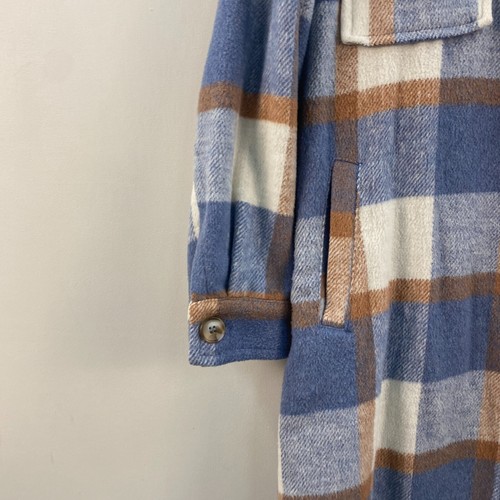 Gilli Womens Small Shirt Shacket Jacoet Coat Blue Button Plaid Pockets Fleece - Picture 4 of 9