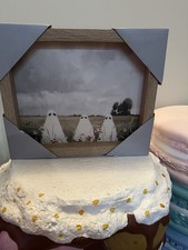 Halloween Ghosts In Flower Field Framed Hanging Wall Art Picture