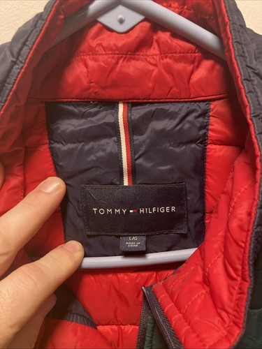 Tommy Hilfiger Harlequin Puffer Jacket Mens Size LG Colorblock Full Zip - Picture 4 of 9