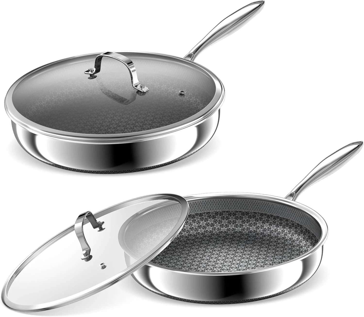 Hybrid Non-Stick Frying Pans Set, 8" & 10", Oven-Safe, Induction Compatible
