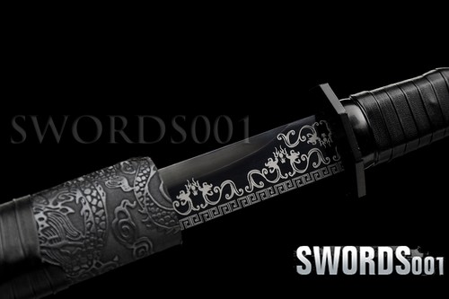 Black Dragon Scabbard Tang Dynasty Chinese Sword Carbon Steel Plating Pattern - Picture 6 of 12