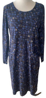 Adini cotton interlock jersey dress 3/4 sleees scoop neck pockets Size M