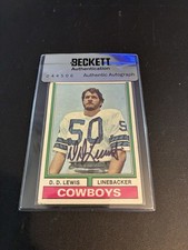 D.D. Lewis Autographed 1974 Topps #303 RC BAS Beckett Authentic Auto Cowboys