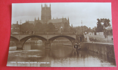 OLD RPPC REAL PHOTO postcard WORCESTER BRIDGE WORCESTERSHIRE