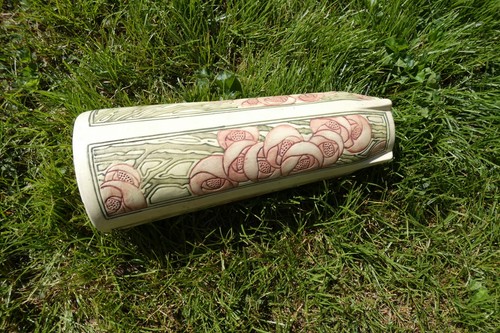 Vtg "WELLER" Pottery Vase 5" x 12" - Picture 3 of 21