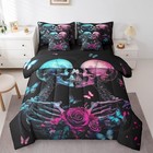 Gothic Skull Kids 7 Pieces Comforter Set Queen Size,Valentine's Day Kissing L...