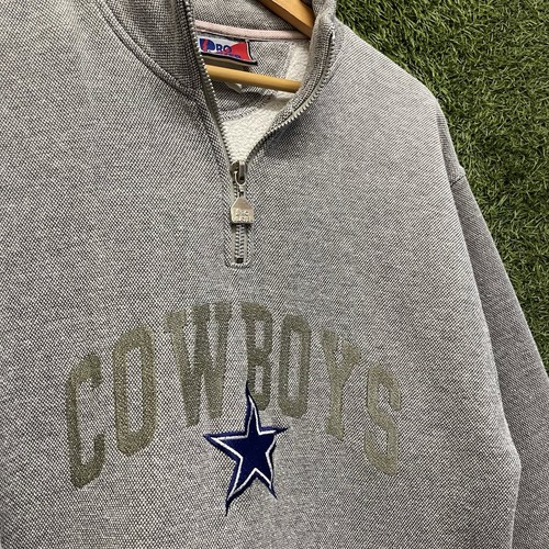 Vintage Dallas Cowboys Pro Player 1/4 Zip Pullover Mens Large Grey Embroidered - Picture 3 of 8