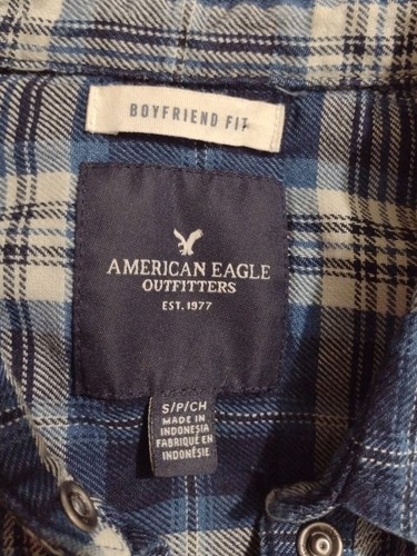 Southwestern American Eagle perlmutt Druckknopf Flanell Boyfriend Passform kariert Damen S - Bild 6 von 13