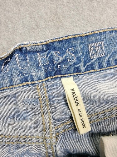 Pantalones de mezclilla vintage Gap para hombre 33x32 (35x31) bota ajustados elásticos azules desgastados occidentales - Imagen 10 de 17