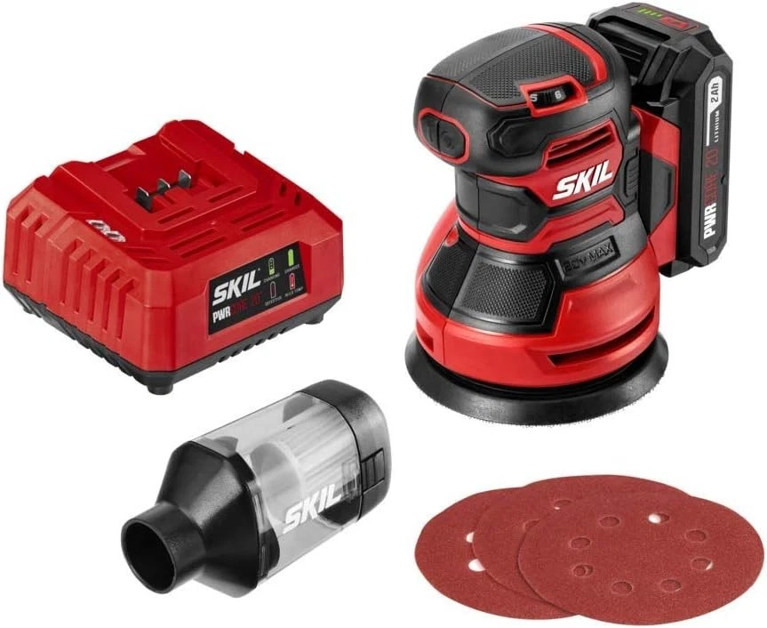 Random Orbital Sander Battery Powered 5in Variable Speed Dust Kit for Wood - Image 3 of 4