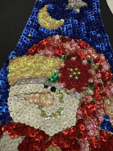 Vintage BALI CHIC Full Sequin Vest Women’s M Beaded Snowman Holiday Sparkly - Picture 5 of 11