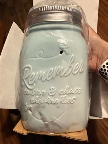 Scentsy blau "Chasing Fireflies" Wachswärmer Einmachglas - nicht mehr produziert NEU im Karton - Bild 4 von 8