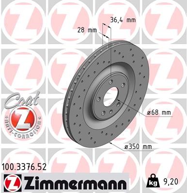 2x BRAKE DISC 100.3376.52 FOR AUDI DLHB/DKNA/DKYA/DMFA/DNEA/CVJA/CYMC 2.0L 4cyl - Picture 2 of 9