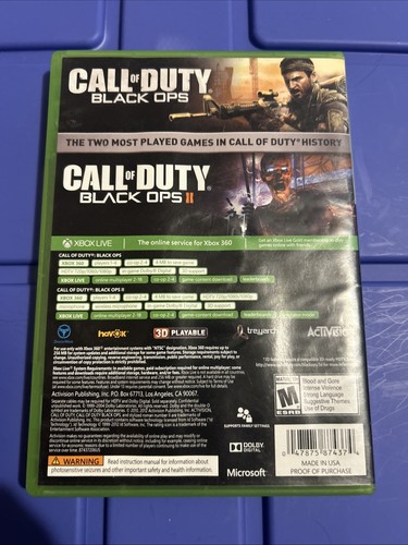 Call of Duty Black Ops 1 and 2 Combo Pack (Xbox 360) Complete Clean Tested - Picture 2 of 5