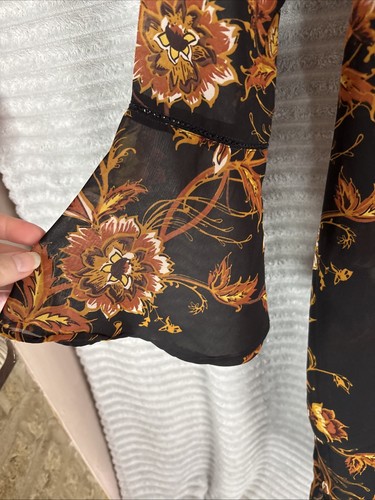 Joe Brown Kleid Retro Print Boho Vintage Blumen schwarz UK 10 fließend - Bild 5 von 10