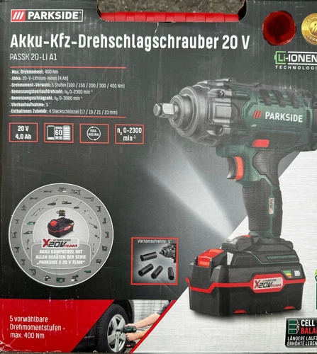 Parkside 20 V Akku-Kfz-Drehschlagschrauber PASSK 20-Li A1 mit Akku & Ladegerät