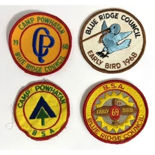 Lot of 4 Vintage 1960s Boy Scout Patches Camp Powhatan Blue Ridge Council BSA