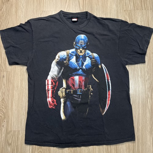 Marvel Captain America Mad Engine Big Print T-Shirt L Avengers Movie Comic - Picture 1 of 4