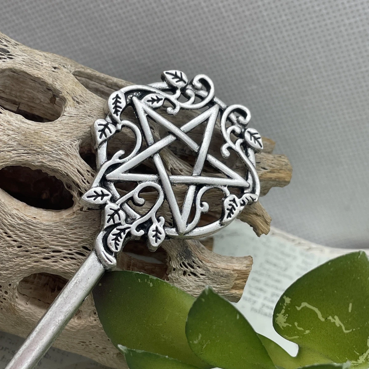 Gothic Blackwood Hairsticks with Crystals, Silver Accents Gothic Women main image 2
