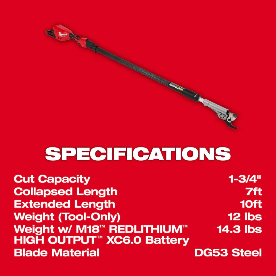 Milwaukee 3008-20 M18 18V Brushless Telescoping Pole Pruning Shears - Bare Tool - Image 3 of 4