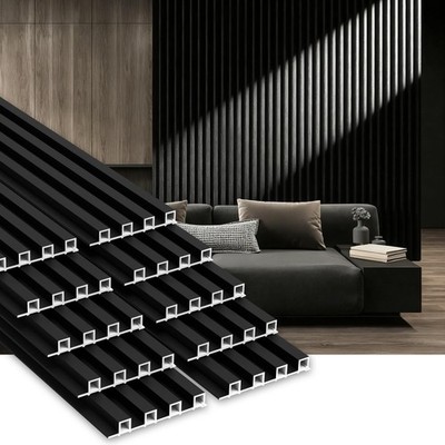 RITOLLO 10Pack WPC Slat Wall Panels, 90.6 x 6.6 x 0.9Inches 3D Accent Wall Pa...