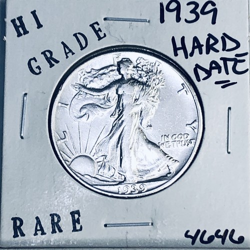 1939 LIBERTY WALKING ARGENTO MEZZO DOLLARO ALTA QUALITÀ U.S. MINT MONETA RARA 4646