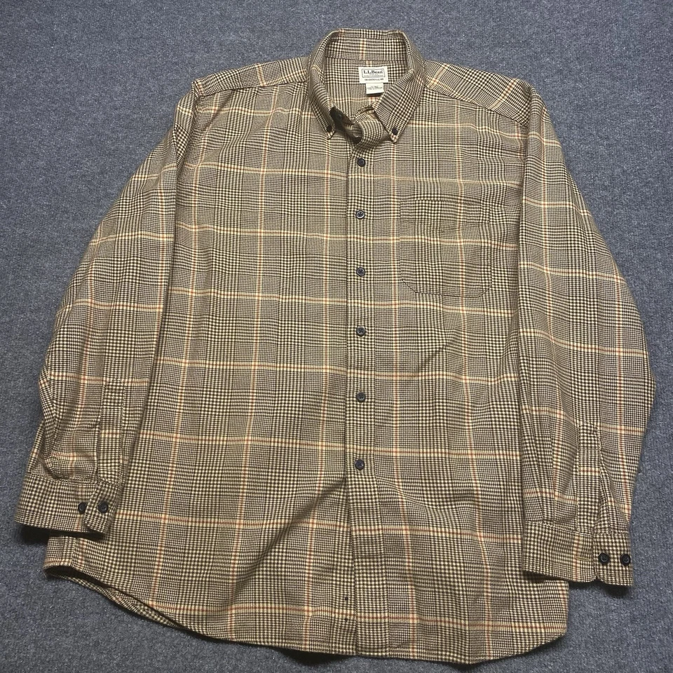 Camisa LL Bean XL WICKED GOOD Franela Pata de Gallo Cebada Ajuste Tradicional Foto 4 de 4