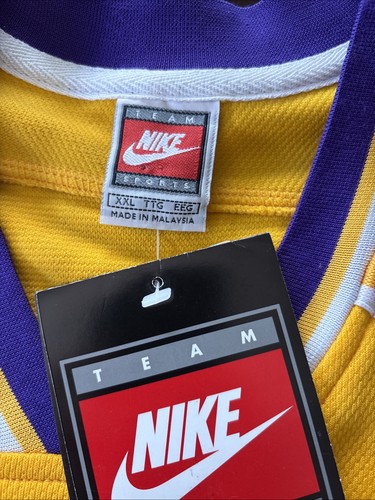 Men's NIKE XXL LA Lakers Warm Up Yellow Jersey NBA 90’s Center Swoosh NWT READ - Picture 9 of 14