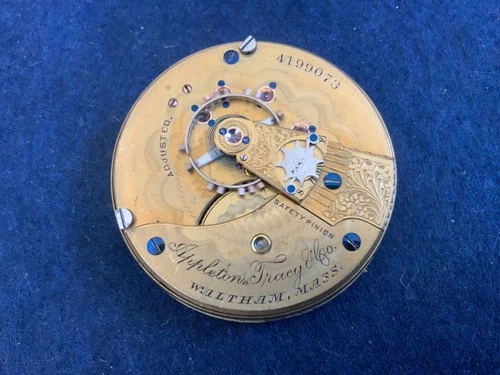 ANTIQUE 1889 WALTHAM A.T. & Co. 18s 15j 1883 Pocket Watch Movement RUNNING CLEAN