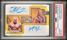 2022 Prizm WWE BROCK LESNAR/KURT ANGLE  Dual Auto Iconic Rivals Gold #/10 PSA 10