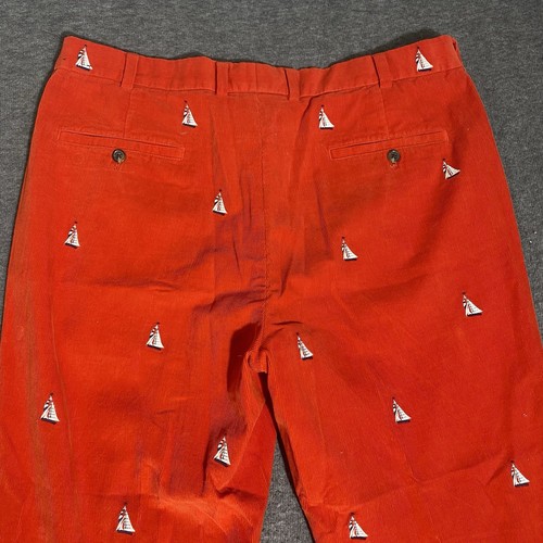 Pantalones Brooks Brothers para hombre 40x32 (40x27) rojo pana bordado velero - Imagen 14 de 15