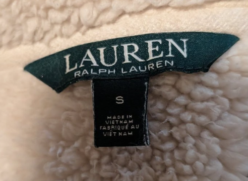 Lauren Ralph Lauren Jacket Tan Faux Sherpa Fleece Jacket with Zip up Pockets - Picture 6 of 7