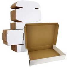 13x10x2 inches Shipping Boxes Set of 25, White Corrugated Cardboard Box Liter...