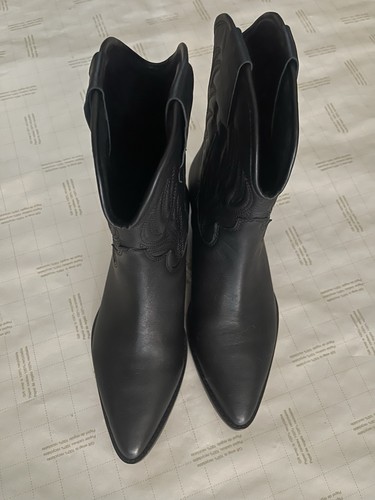 New Women’s Steve Madden Corpus Black Leather Western Ankle Boots Size 8.5 - Picture 4 of 6