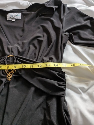 Linda Segal Vintage 90s Y2K Top Damen L Classic Gold Jeweled V-Neck Black Blouse - Bild 11 von 12