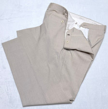 Luxury Brioni Mens Light Tan Cream Beige Wool Dress Pants Trousers 36 37W Slim
