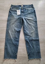 ABLE The Vintage Distressed Straight Leg Jeans Women's 28 Nelly Wash Raw Hem