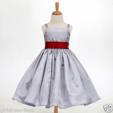 SILVER/GRAY SPAGHETTI STRAPS HOLIDAY FLOWER GIRL DRESS 12-18M 2 3/4 5/6 8 10 12