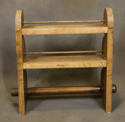 VTG Farm House Paper Towel Holder 2 Shelfs Hand Crafted Solid Wood Wall Hanging - Picture 3 of 12