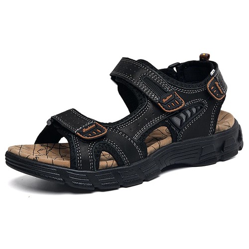Sandali da uomo estivi in pelle outdoor resort scarpe da spiaggia gomma morbida leggeri - Foto 8 di 27