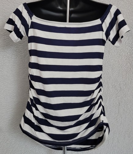 Isabel Maternity Womens Shirt Top Blouse Size M Medium Blue White Striped NEW - Picture 16 of 24